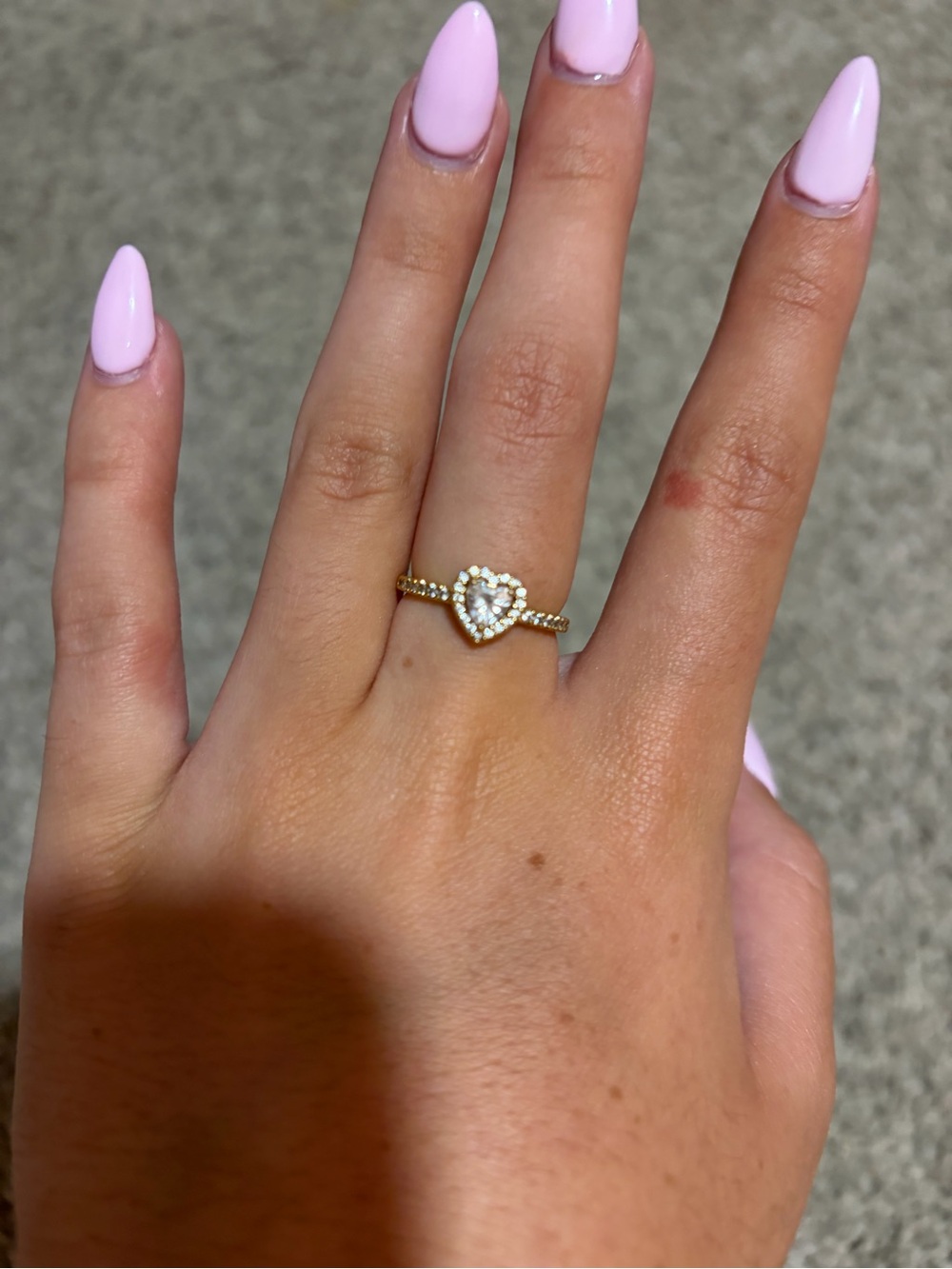 Pandora Gold Heart Halo Ring with White Stones